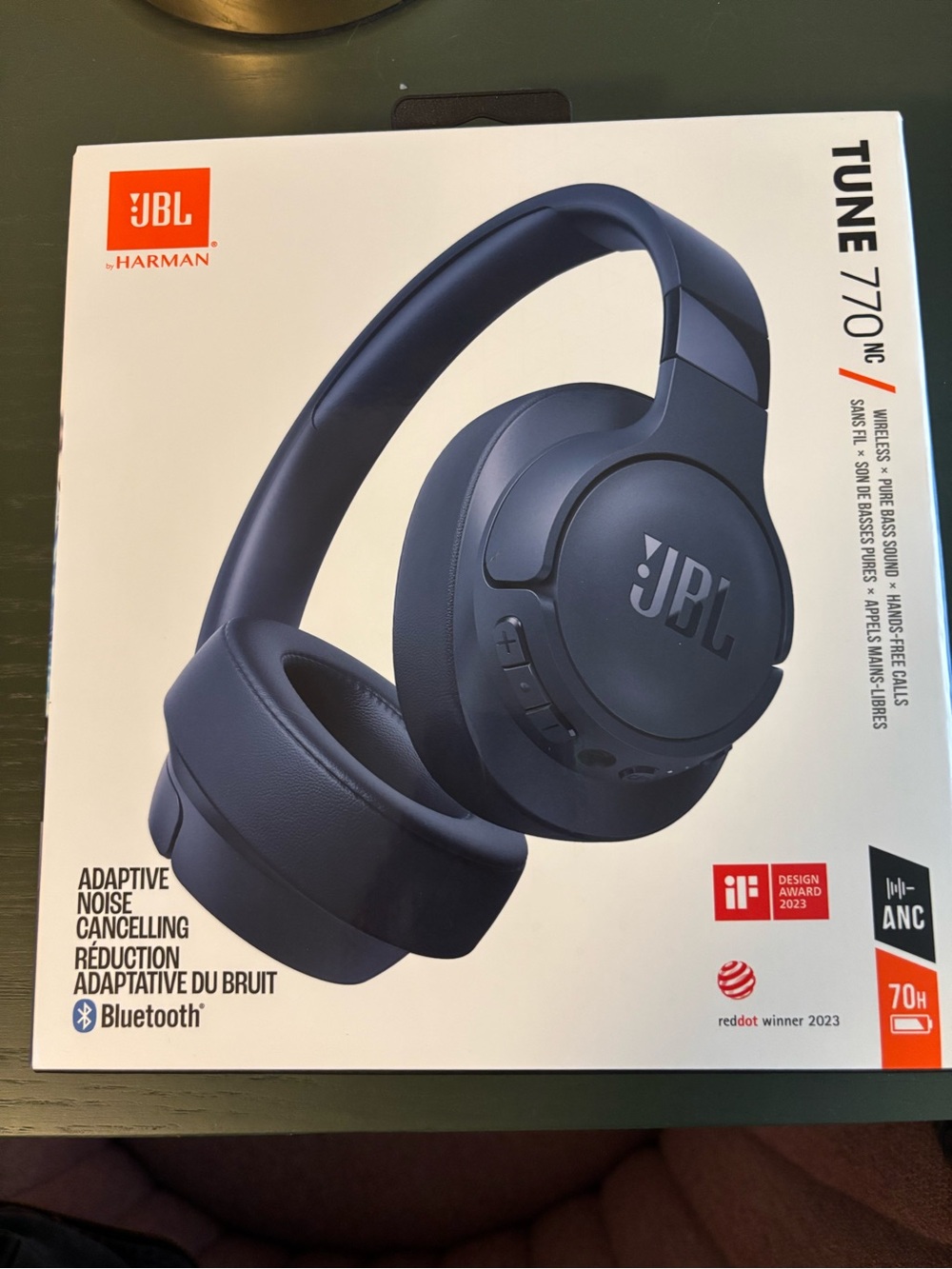 JBL Tune 770NC Over-Ear Wireless Headphones - Navy Blue